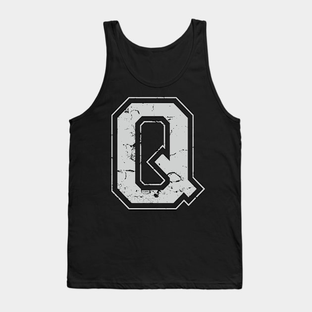 Initial Letter Q Gray Jersey Sports Athletic Player Tank Top by porcodiseno